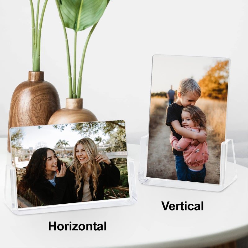 بوكسالات مجموعة إطارات صور من Boxalls مقاس 5 × 7 مع حامل قاعدة شفاف، إطار صورة أكريليك بدون إطار لتزيين عرض المكتب (أفقي + عمودي) - Image 3
